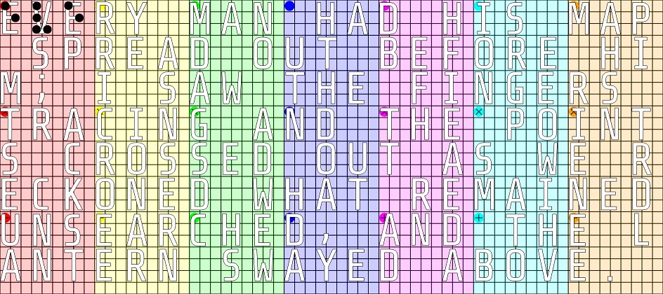 Dots that form the braille clue