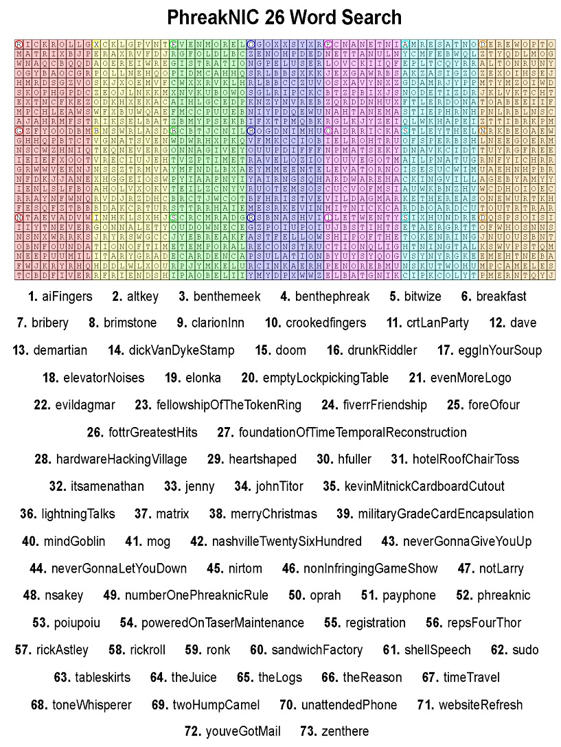 Word search clue used in the treasure hunt